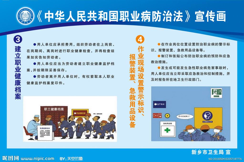 职业病防治宣传画之建立职业健康监护档案与工作场所警示标志的设置